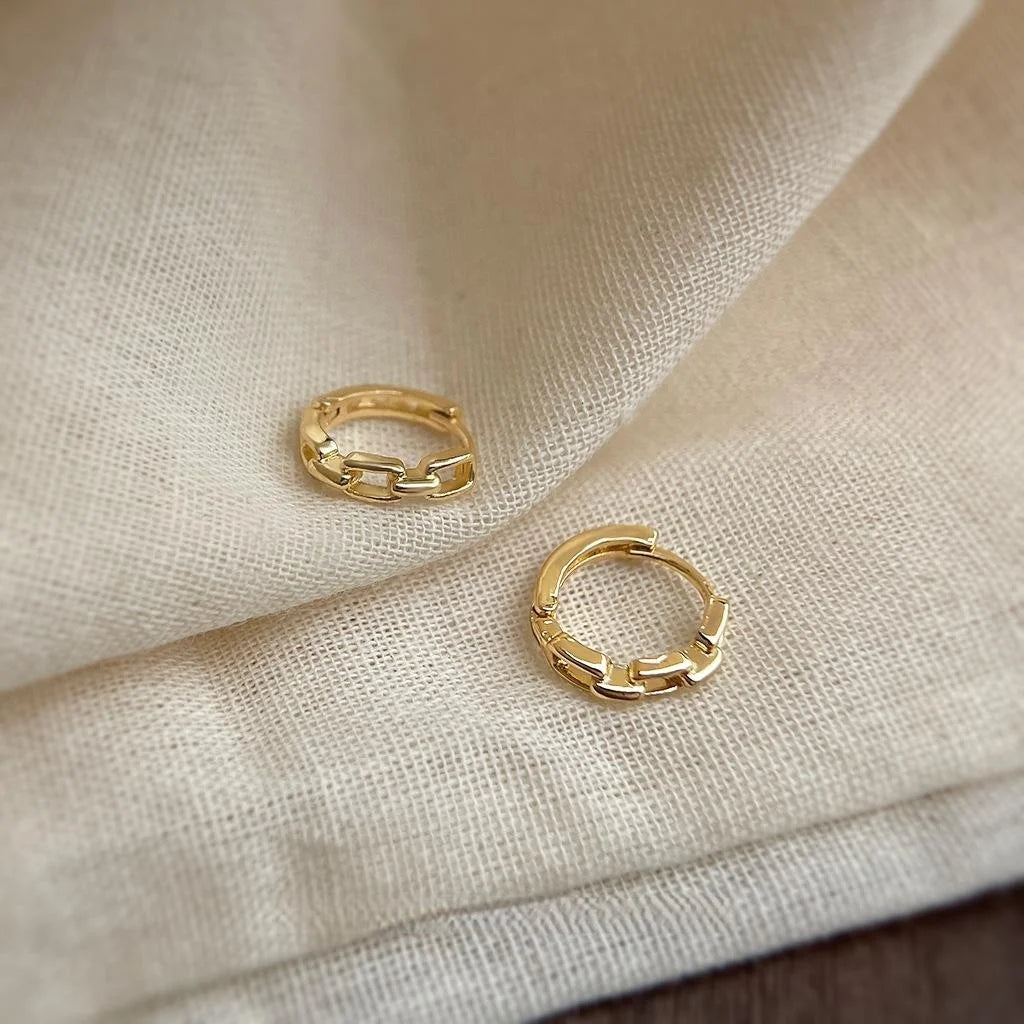 14K Plated Copper Geometric Hoop Drop Earrings Minimalist Korean Style Ear Cuffs