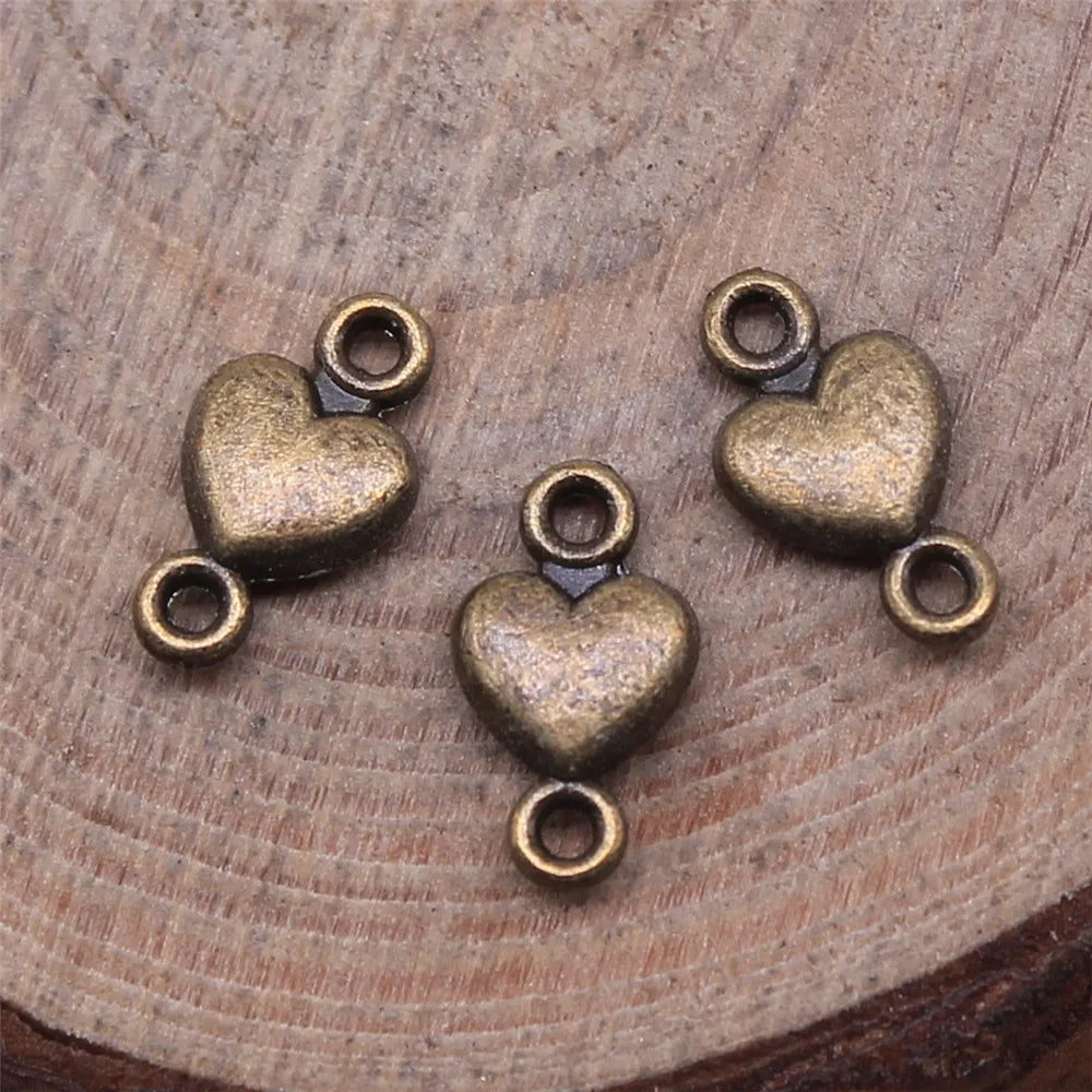 10x5mm 0.3g Multicolor Zinc Alloy Small Heart connector charm for DIY bracelet necklace making