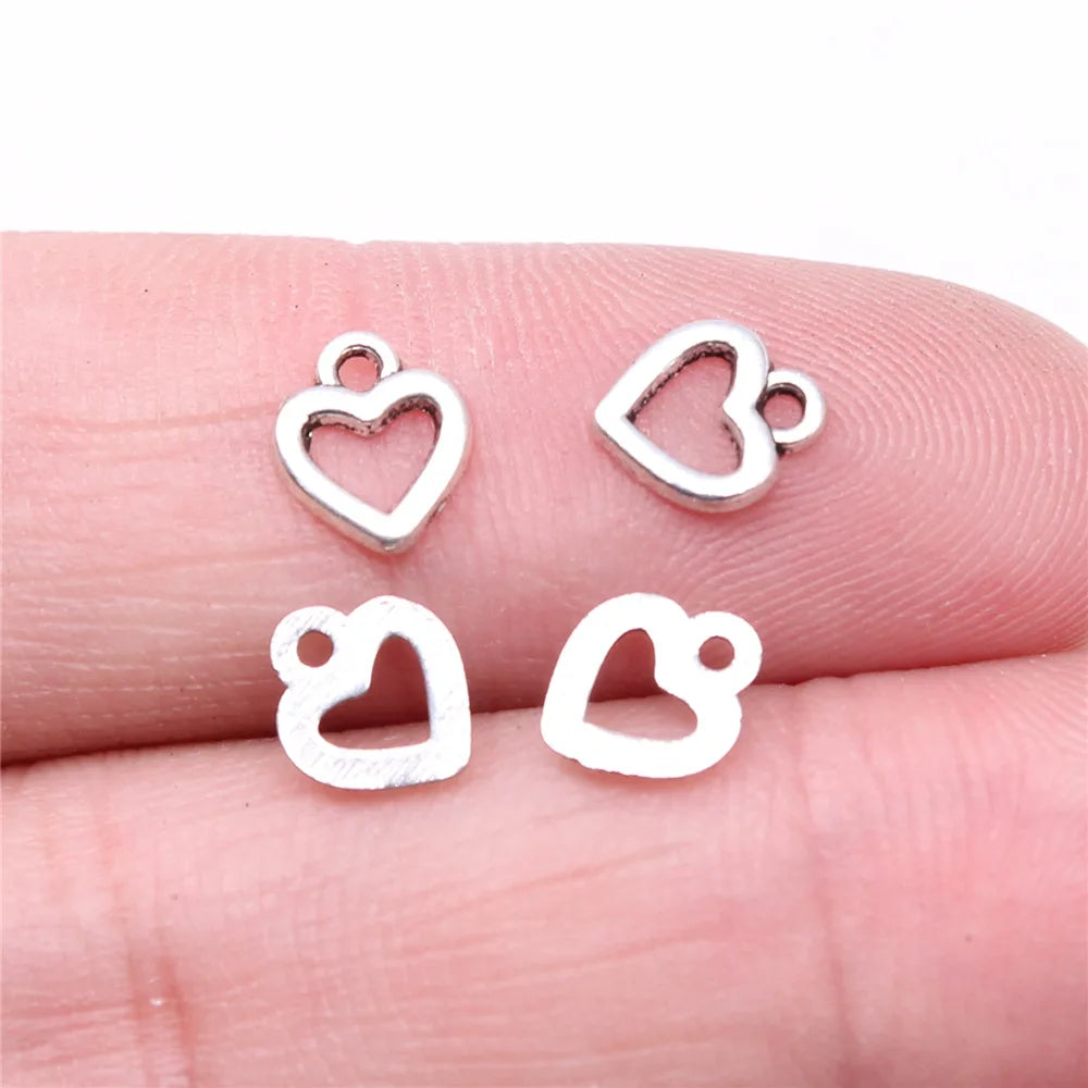 8x7mm 0.12g Multicolor Zinc Alloy Hollow Heart Charm Pendant for DIY Doll Clothes Jewelry Making