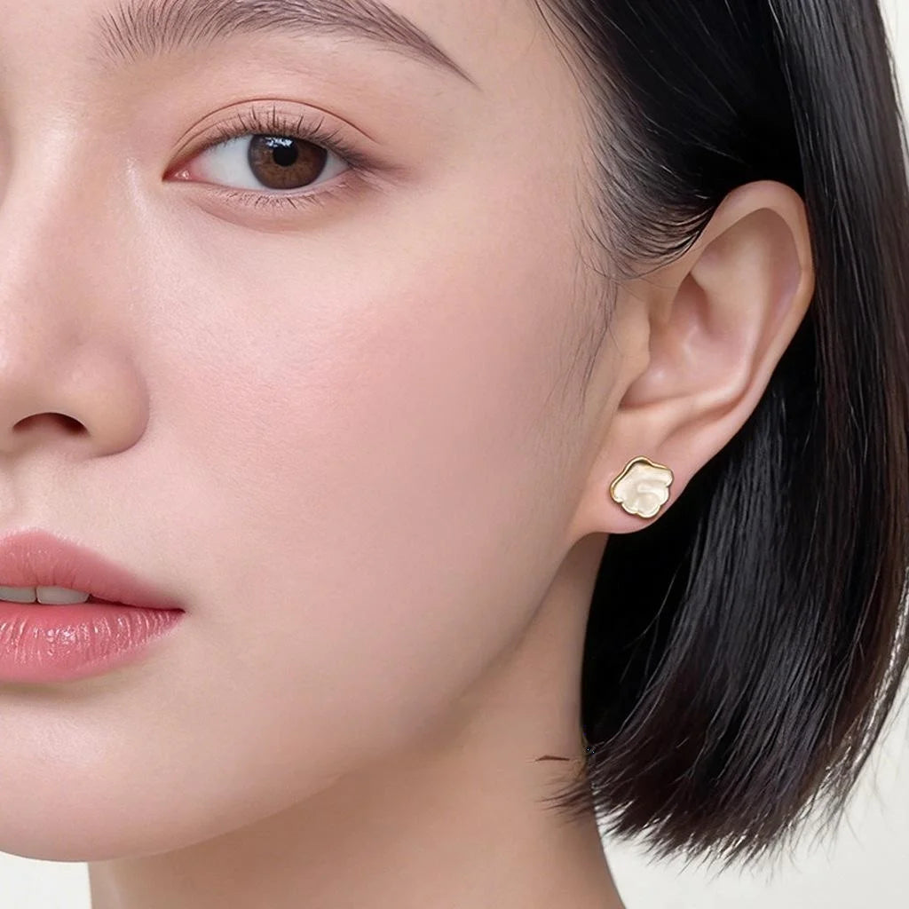 Copper Starfish Shell Enamel Asymmetric Mini Stud Earrings Simple Vacation Style