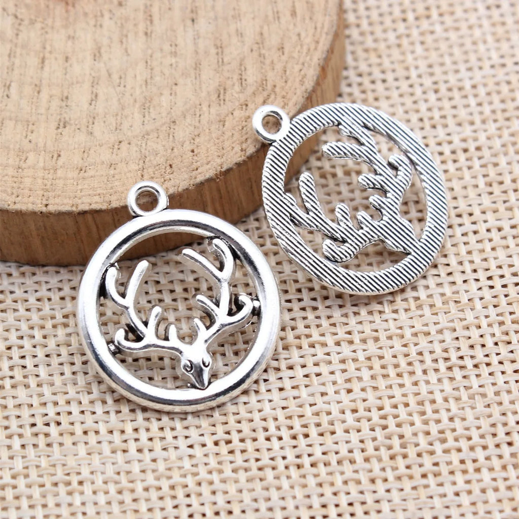 25x22mm 2.8g Antique Silver Zinc Alloy Elk Charm Pendant for DIY Necklace Bracelet Jewelry