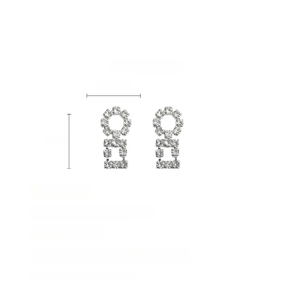 Light Luxury Geometric Rhinestone Eco-Friendly Copper Drop Earrings For Women