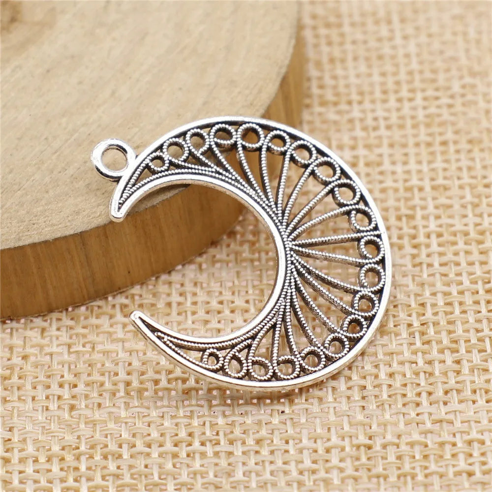 30x34mm 2.2g Multicolor Zinc Alloy Hollow Moon Earring Charms for DIY Earrings Jewelry Making
