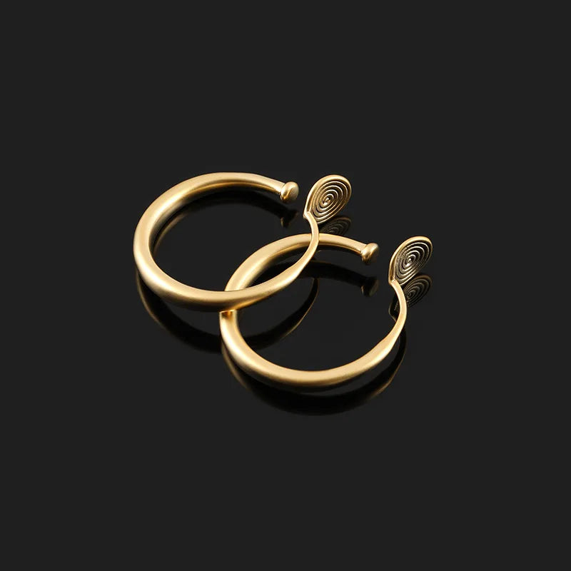 Elegant Matte Gold Alloy Round Hoop Stud & Clip On No Piercing Minimalist Plain Circle Earrings