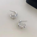 Minimalist Silver Plated Copper Irregular Geometric Wrinkle Drop Earrings For Women