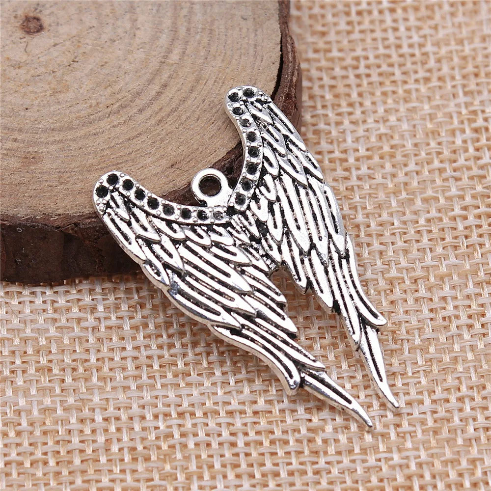 39x24mm 3.6g Antique Silver Zinc Alloy Double Wing Charm Pendant for DIY Bracelet Necklace Jewelry Making