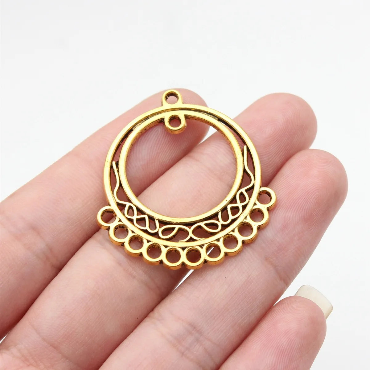 37x34mm 3.7g Multicolor Zinc Alloy Round Multi-Hole Earring Connector Charm for DIY Jewelry Making