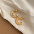 Minimalist 14K Plated Copper C-Shaped Round Geometric Drop Earrings