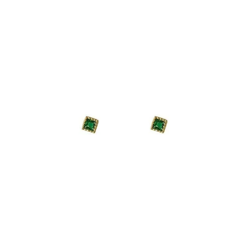14K Plated Copper Square Sugar Zircon Mini Stud Earrings For Fashion OL Everyday Wear