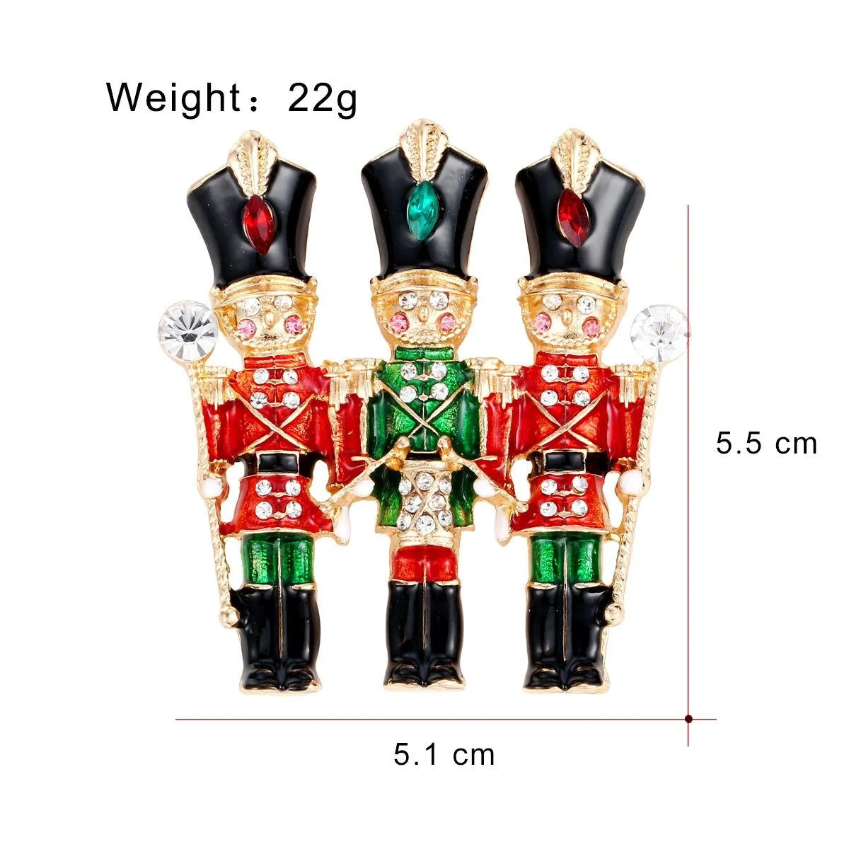 Cute Enamel Nutcracker Soldier Rhinestone Brooch, Vintage Christmas Lapel Pin Suit Accessory Gift