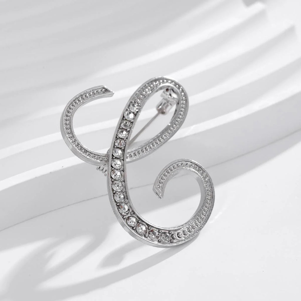 Elegant Rhinestone Alloy Letter A Brooch, Crystal Alphabet Lapel Pin Corsage Suit Accessory Gift