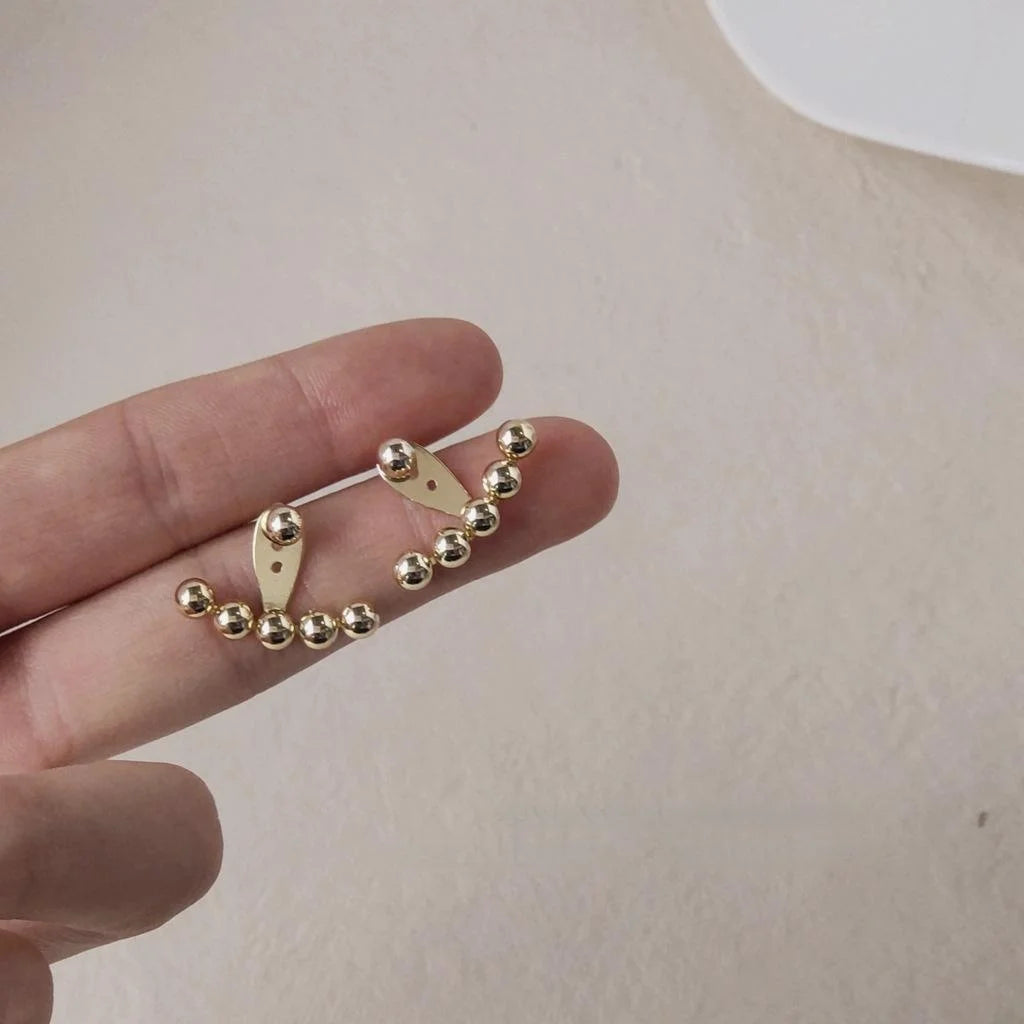 14K Gold Plated Copper Smile Drop Earrings For Women Geometric Round Back Hanging OL Jewelry