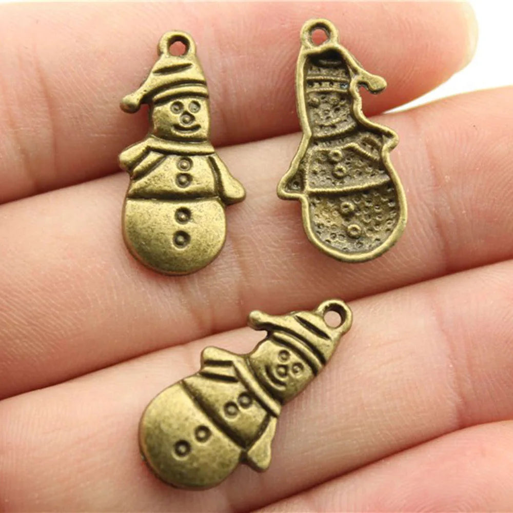 25x12mm 1.1g Multicolor Zinc Alloy Snowman Charm Pendant for Christmas Bracelet Necklace Making
