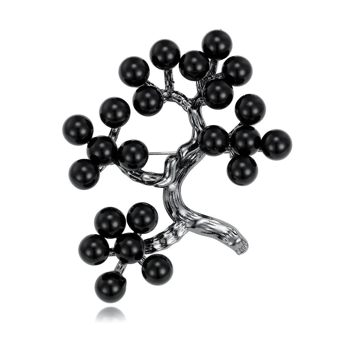 Elegant Blue Glass Holly Berry Tree Brooch With Silver Alloy Branch, Women's Lapel Pin Corsage Gift