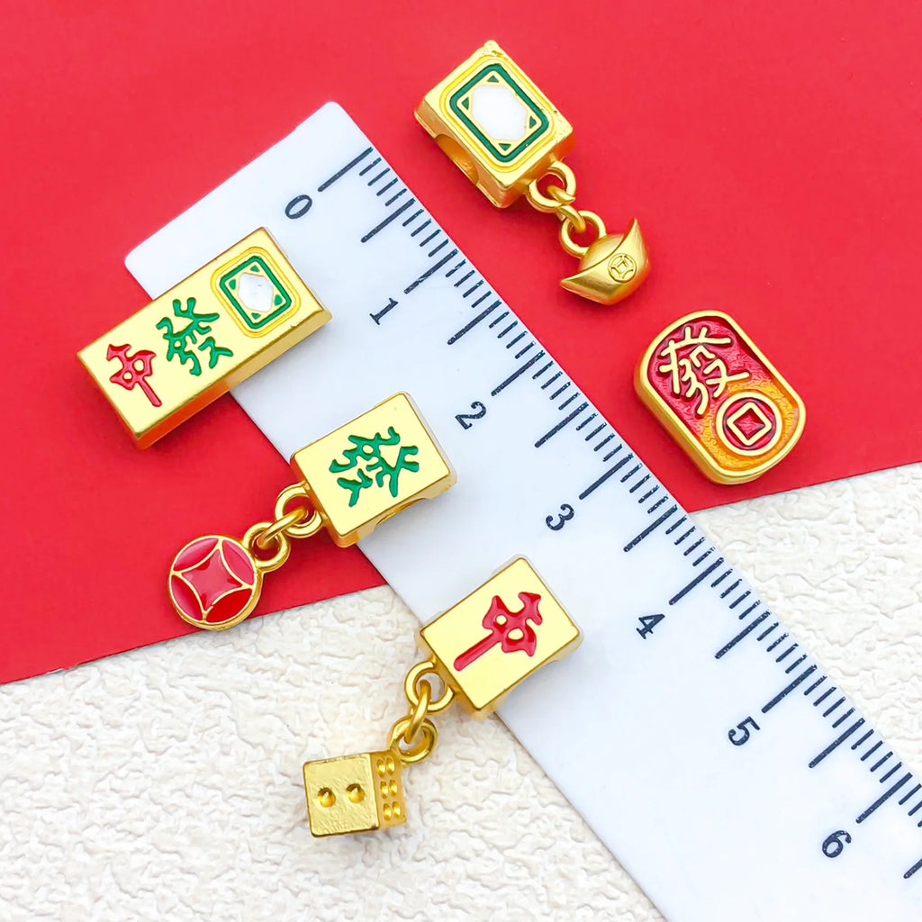 Zinc Alloy Antique Gold Mahjong Yuanbao Spacer Beads for DIY Bracelet Necklace