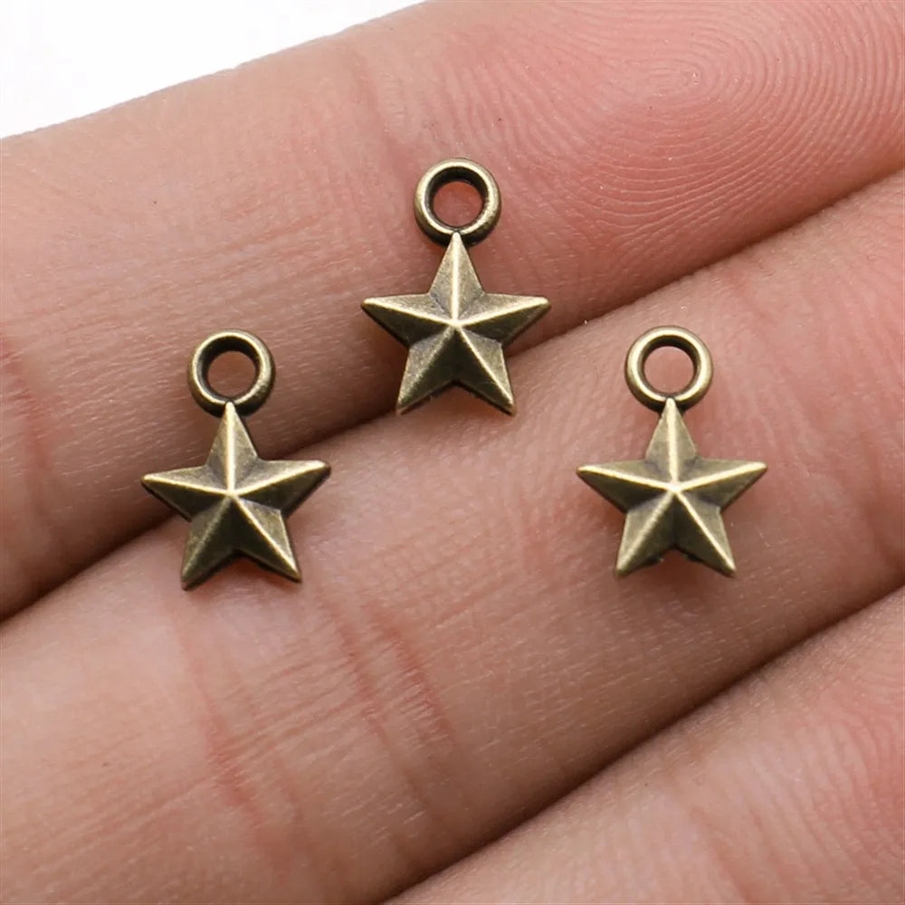 8x11mm 0.4g Multicolor Zinc Alloy Five-Point Star Charm Pendant for DIY Necklace Bracelet Making