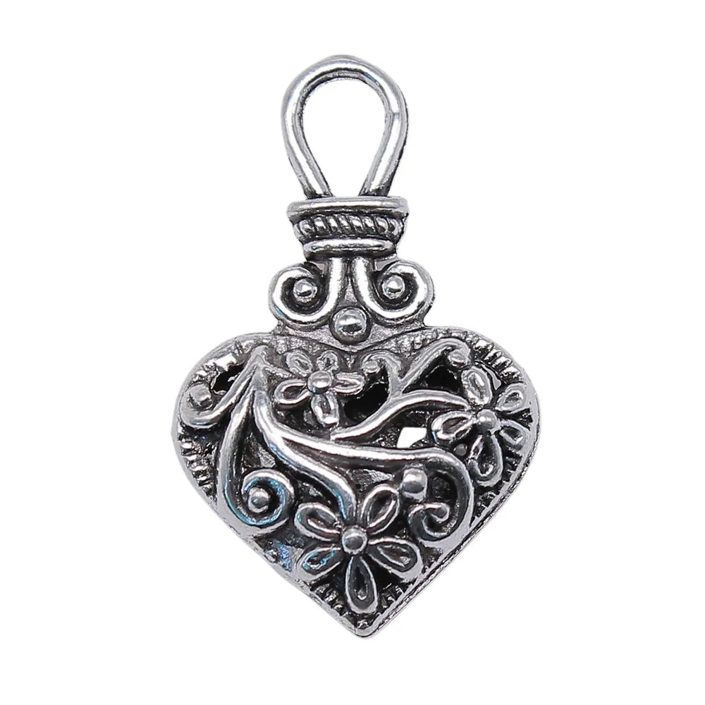 31x19x9mm 3.3g Zinc Alloy 3D Hollow Flower Heart Charm Pendant for DIY Vintage Jewelry Making