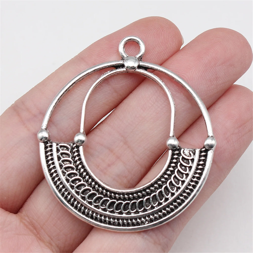 45x40mm 7.5g Antique Silver Zinc Alloy Woven Round Ring Earring Charms for DIY Earrings Jewelry Making