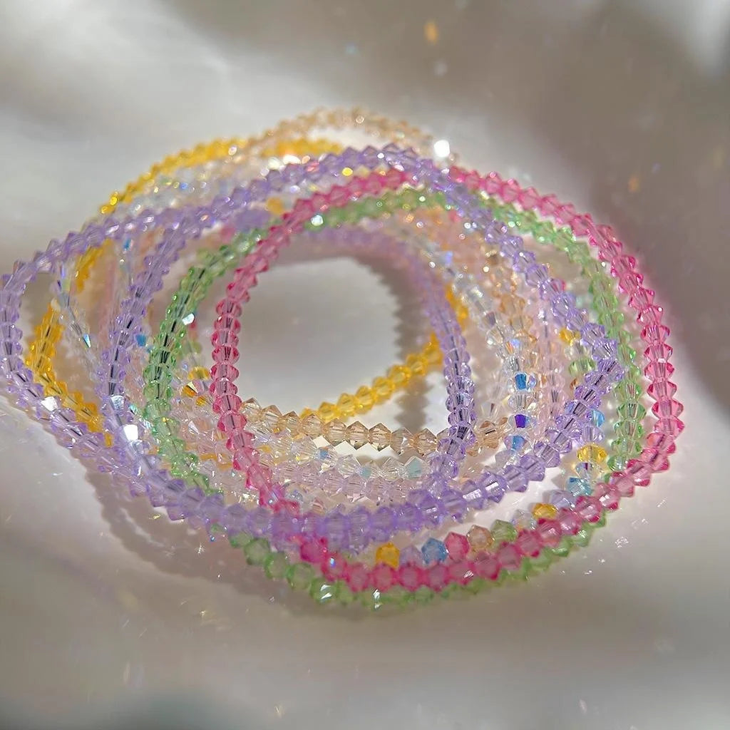 Premium Sparkling Crystal Round Bead Bracelet Geometric Minimalist Luxury Style