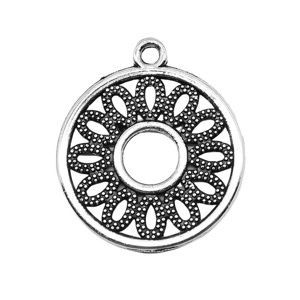 24x21mm 1.6g Multicolor Zinc Alloy Hollow Round Ring Earring Charms for DIY Earrings Making