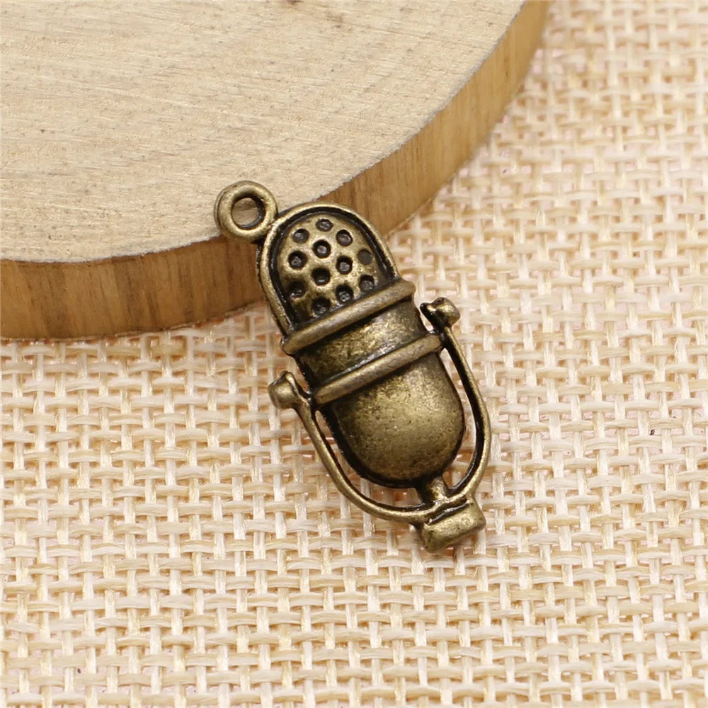 26x13mm 3.4g Multicolor Zinc Alloy Microphone Charm Pendant for DIY Music Jewelry Making