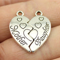 24x21mm 2.8g Zinc Alloy Mother and Daughter Heart Puzzle Charm Pendant for DIY Necklace Bracelet Making