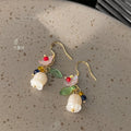 Original Design Resin Tulip Flower Drop Earrings Handmade Fresh Forest Style