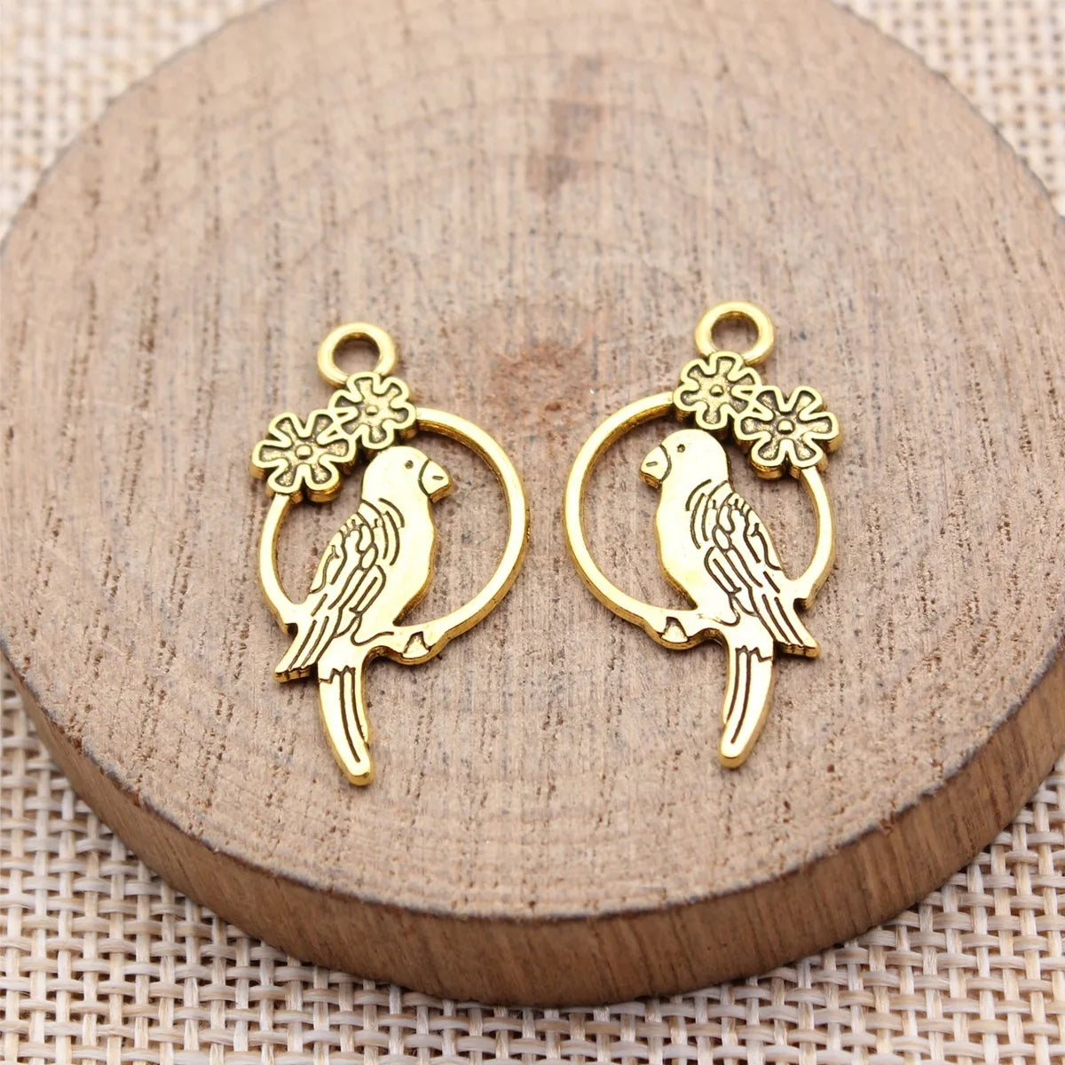 29x15mm 1.4g Multicolor Zinc Alloy Flower Bird Double Sided Charm Pendant for DIY Necklace Bracelet Jewelry Making