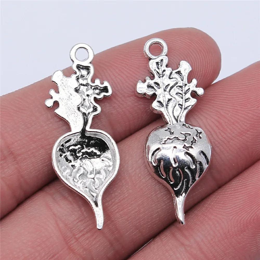 34x12mm 1.3g Antique Silver Zinc Alloy Carrot Charm Pendant for DIY Necklace Bracelet Jewelry Making