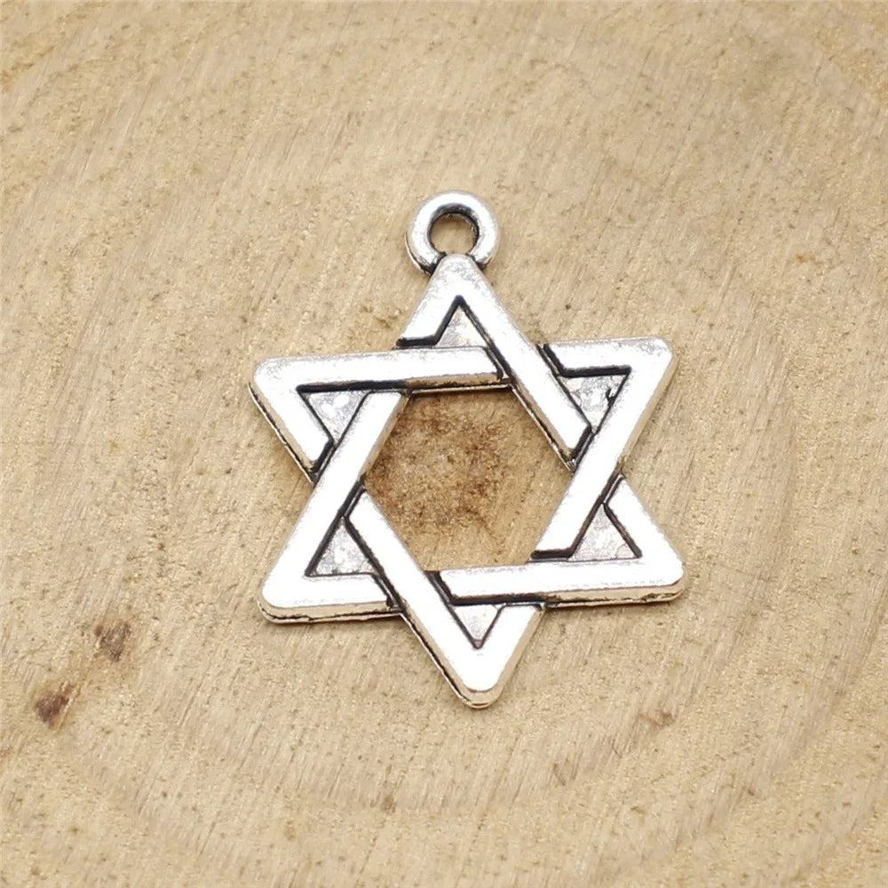 20mm 1.5g Multicolor Zinc Alloy Six Pointed Star Charm Pendant for DIY Necklace Bracelet Making