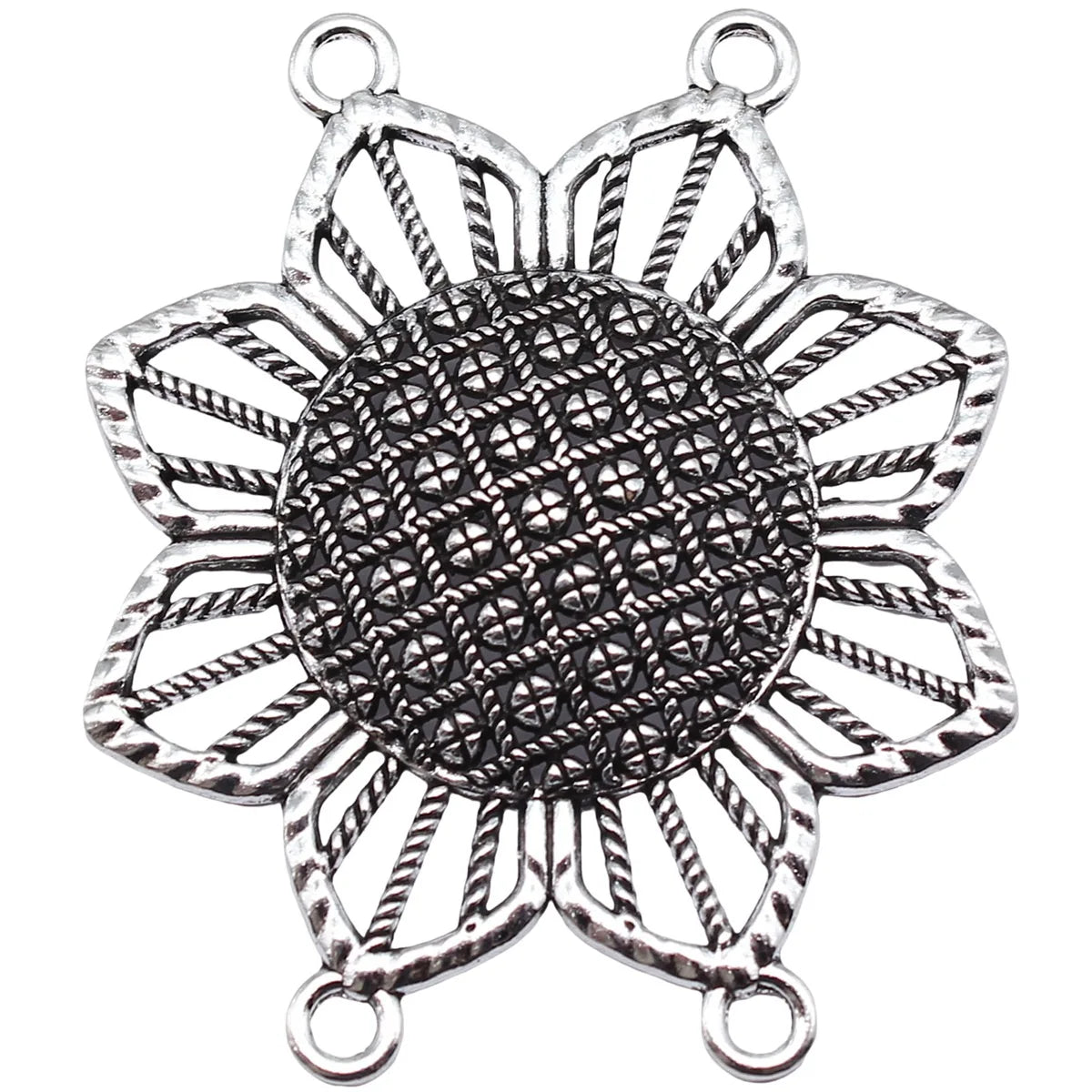 53x46mm 7.3g Antique Silver Zinc Alloy Four Hole Body Chain Connector Charm for Body Waist Chain