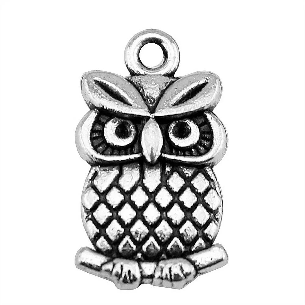 20x11mm 2.2g Antique Silver Zinc Alloy Owl Cat Charm Pendant for DIY Vintage Jewelry Making