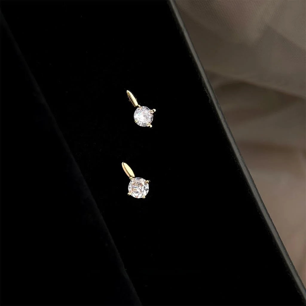 Mini Zircon Stud Earrings With Silver Plated Posts Simple Round Geometric Earrings For Women