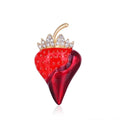 Cute Enamel Strawberry Brooch With Rhinestone Crown, Alloy Fruit Lapel Pin Scarf Buckle Gift For Women
