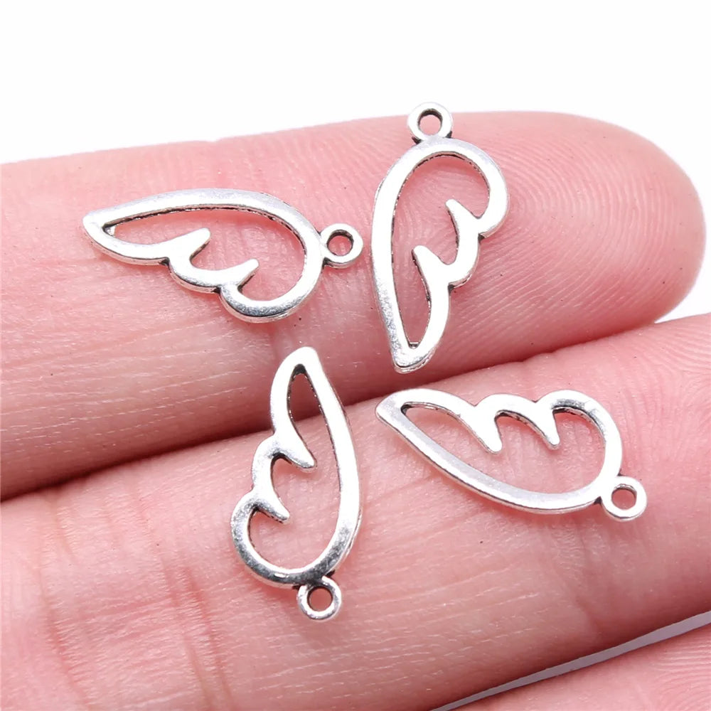 16x8mm 0.25g Multicolor Zinc Alloy Angel Wing Charm Pendant for DIY Earring Bracelet Making