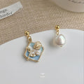 Monet Garden Asymmetric Irregular Baroque Freshwater Pearl Rose Petal Luxury Drop Earrings