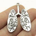 39x30mm 4.7g Antique Silver Zinc Alloy Lung Charm Pendant for DIY Anatomy Theme Jewelry Making