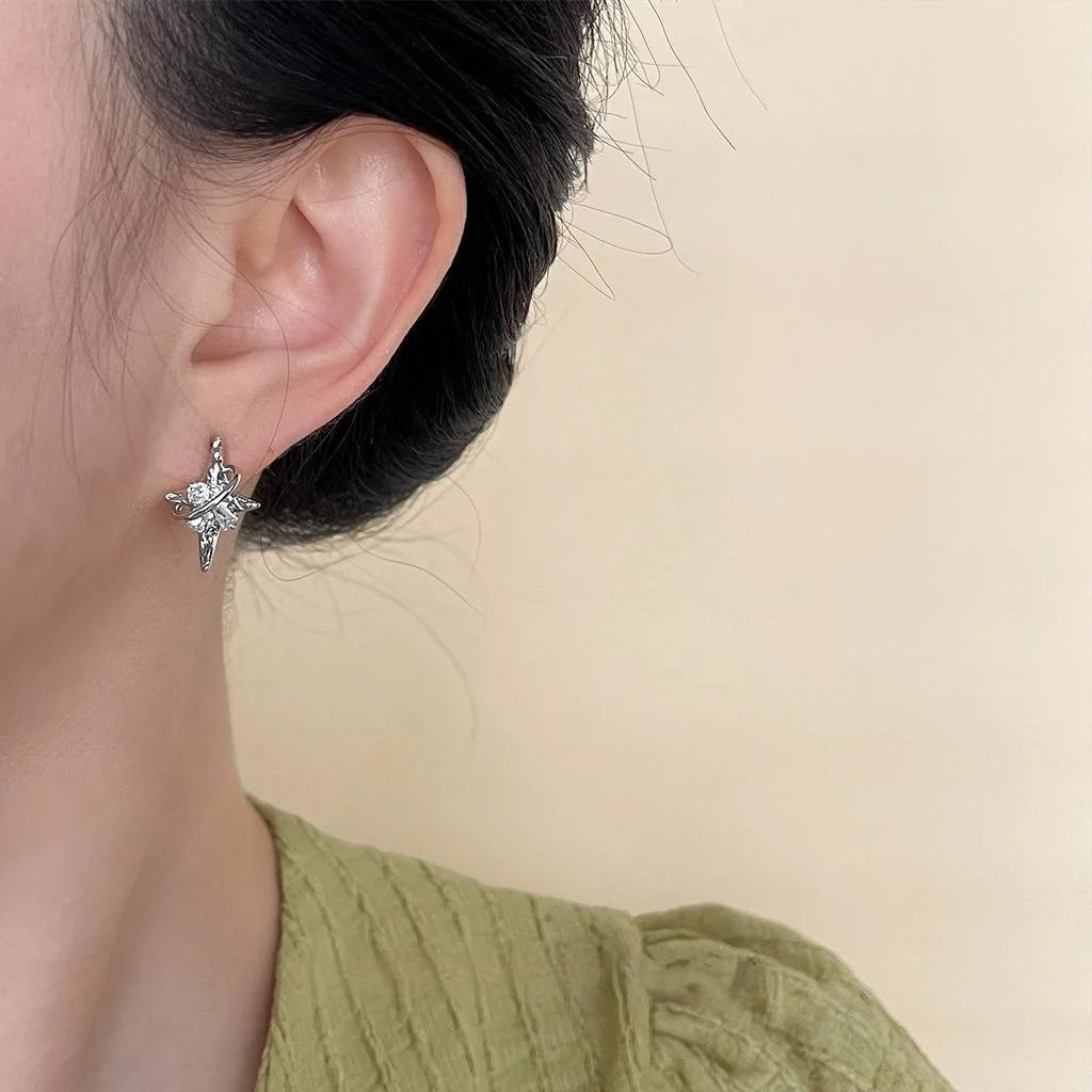 Original Design Copper Micro Pave Zircon Star Planet Stud Earrings For Women