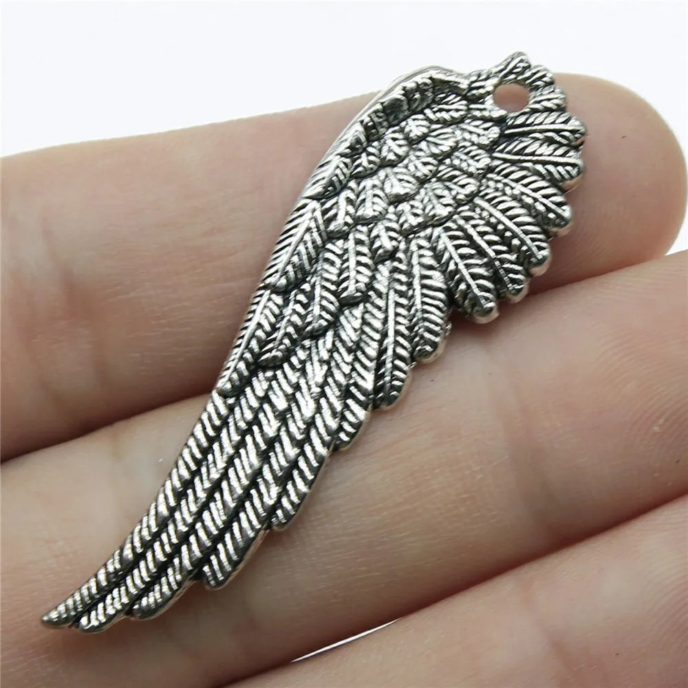 50x17mm 3.1g Antique Silver Zinc Alloy Wing Charm Pendant for DIY Necklace Bracelet Jewelry Making