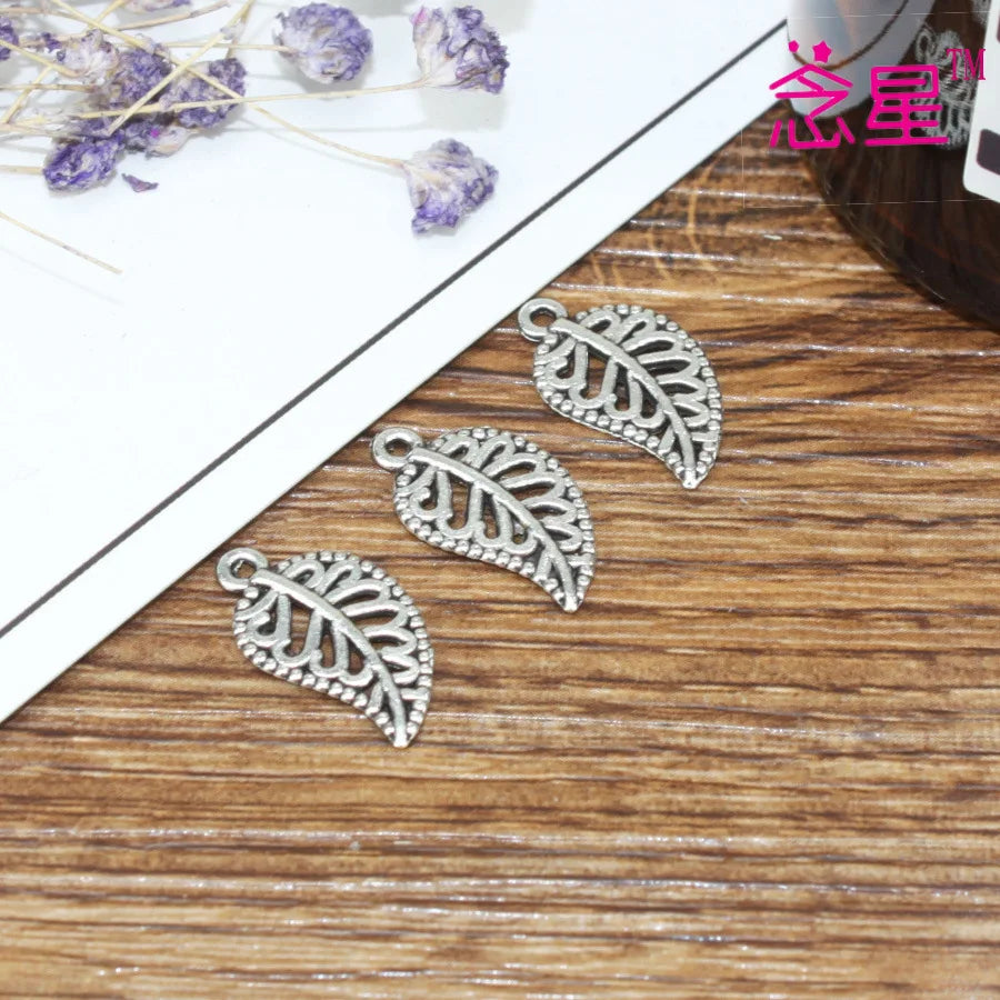 17x10MM Zinc Alloy Hollow Leaf Charm Pendant for DIY Necklace Bracelet Jewelry Making