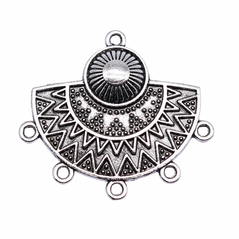 30x35mm 4.2g Multicolor Zinc Alloy Openwork Earring Connector Charms for DIY Earring Jewelry Making