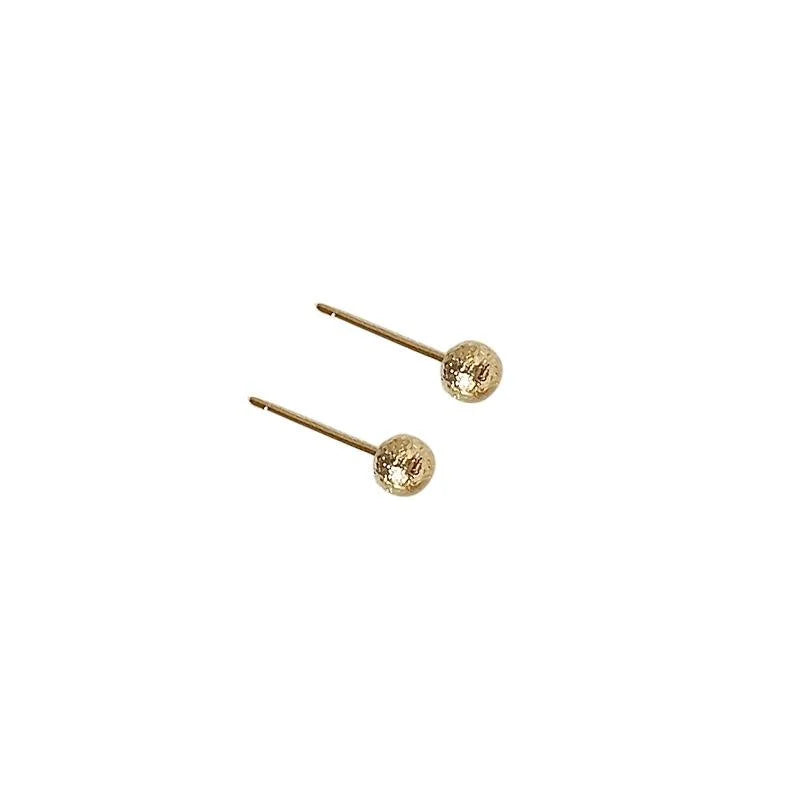 Matte Sand Finish Copper 14K Plated Round Bean Stud Earrings
