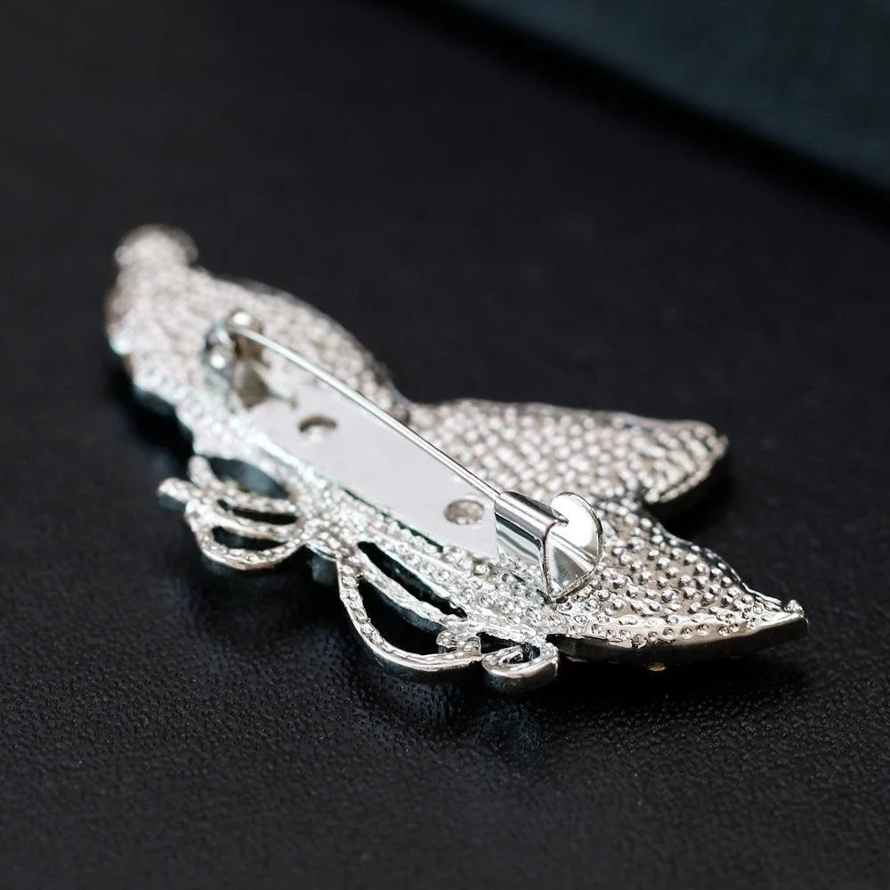Elegant Abalone Mother Of Pearl Butterfly Brooch With Rhinestone Alloy Lapel Pin Corsage Suit Accessory Gift