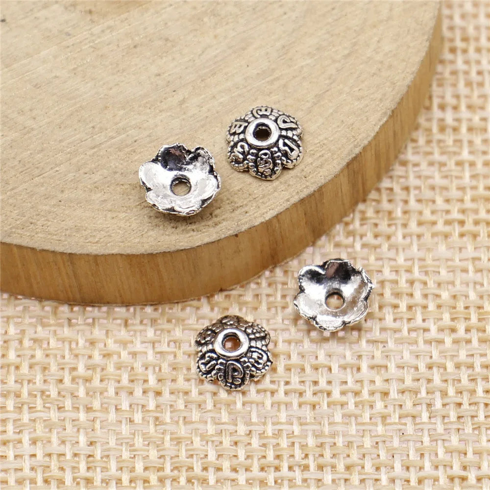 7x7mm 0.3g Multi-Color Zinc Alloy Flower Bead Caps for DIY Bracelet Necklace Jewelry Making
