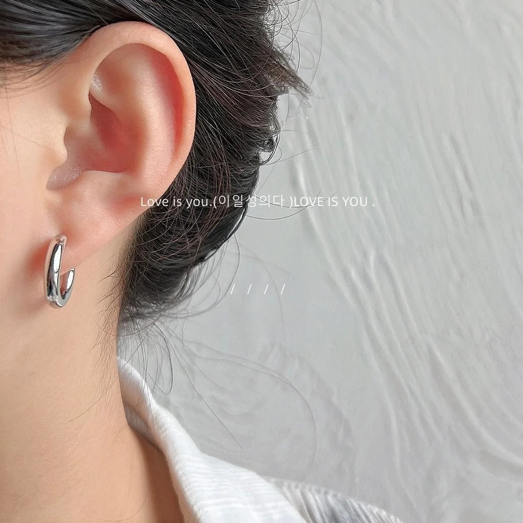 14K Gold Plated Copper Smooth Round Stud Earrings Minimalist Casual Jewelry