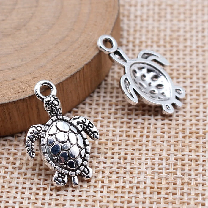 22x15mm 1.3g Antique Silver Zinc Alloy Sea Turtle Charm Pendant for DIY Necklace Bracelet Jewelry Making
