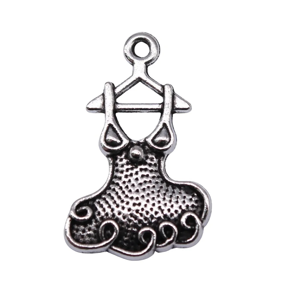 11x17mm 1.9g Multicolor Zinc Alloy Evening Dress Charm Pendant for Bracelet Necklace DIY Jewelry