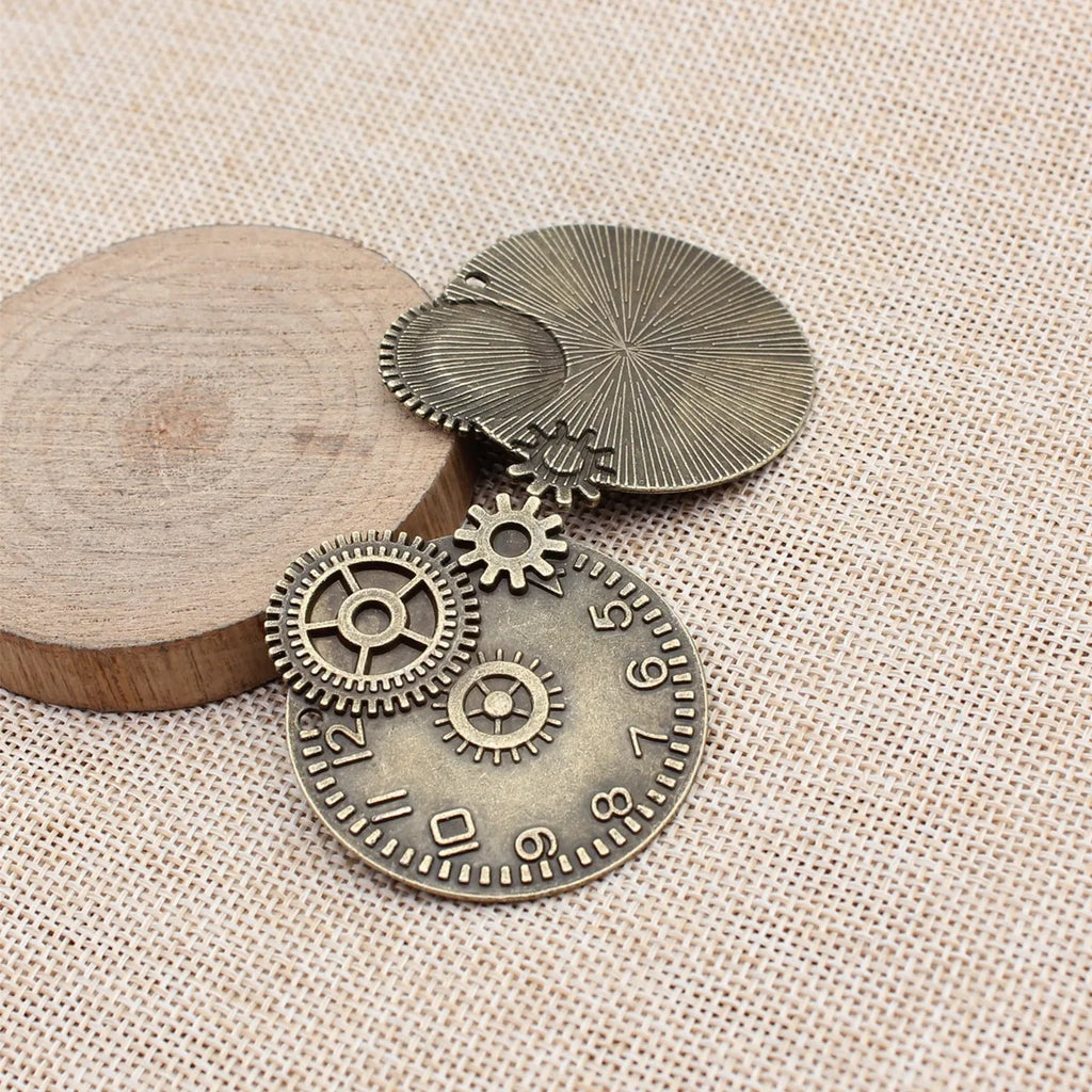 49x43mm 12g Multicolor Zinc Alloy Steampunk Gear Clock Charm Pendant for DIY Necklace Bracelet