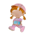 Cute Enamel Little Girl Carrying Bricks Brooch, Gold Tone Alloy Lapel Pin Corsage Suit Accessory Gift