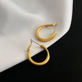 Premium Minimalist Copper Hoop Earrings Glossy Matte Geometric Korean French Style For Women